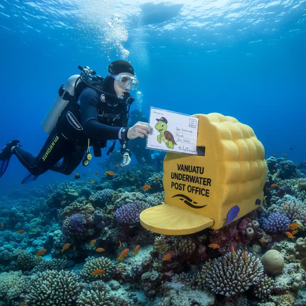 Diver at the Underwater Post Office near Hideaway Island