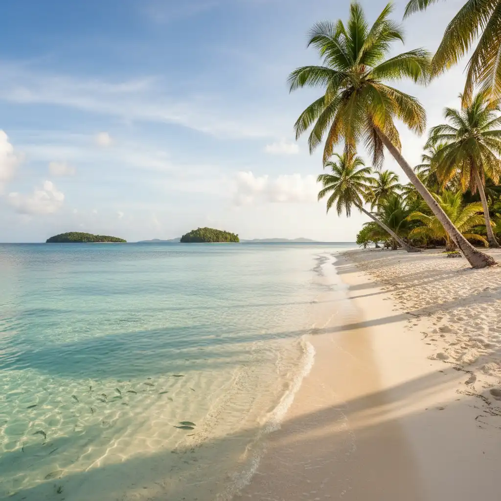 Pristine white sand beach on Loh Island in the Torres group