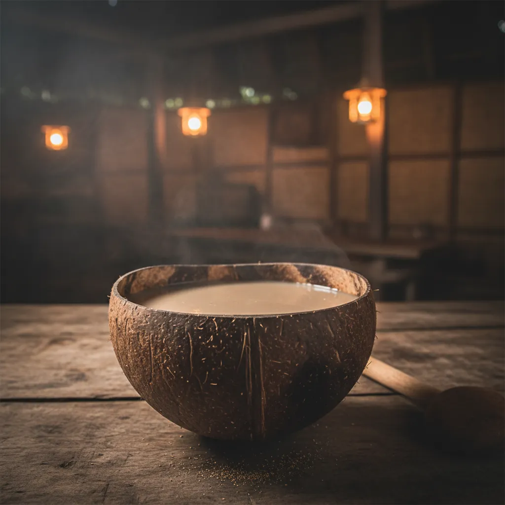 Shell of fresh Vanuatu Kava in a Nakamal