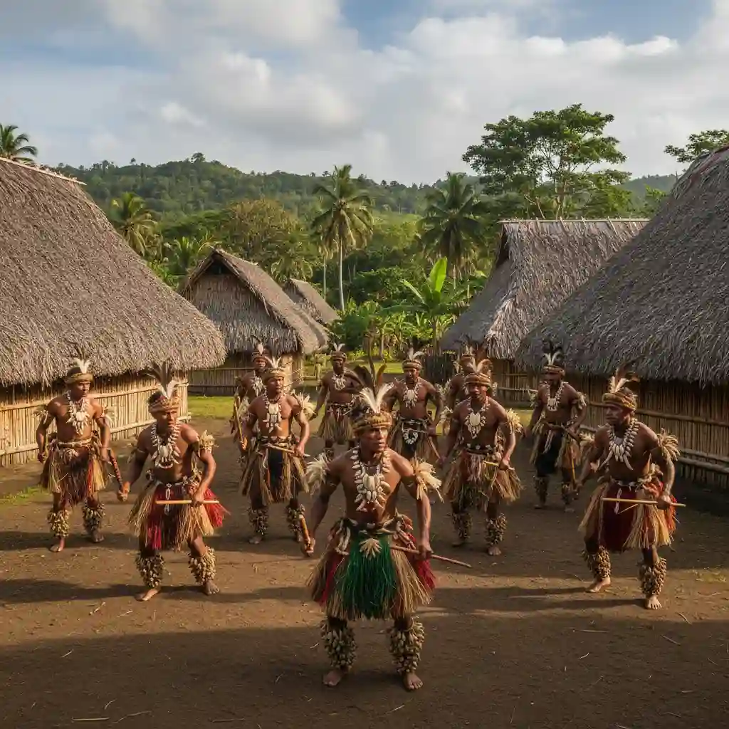 Traditional kastom dance performance in a Vanuatu village