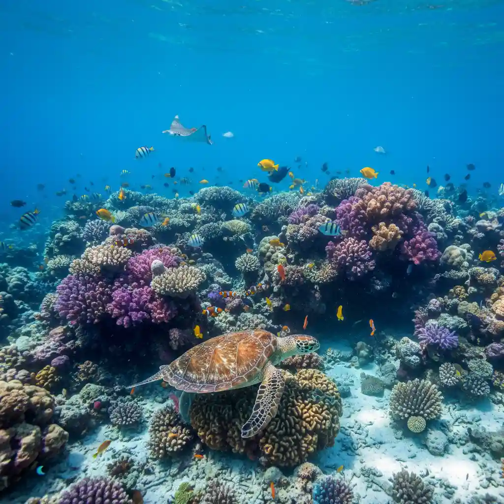 Vibrant coral reef in Vanuatu supporting marine conservation