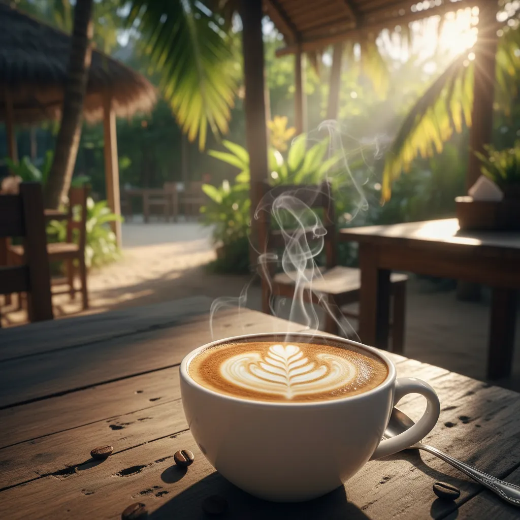 Artisan coffee in a bustling Port Vila cafe