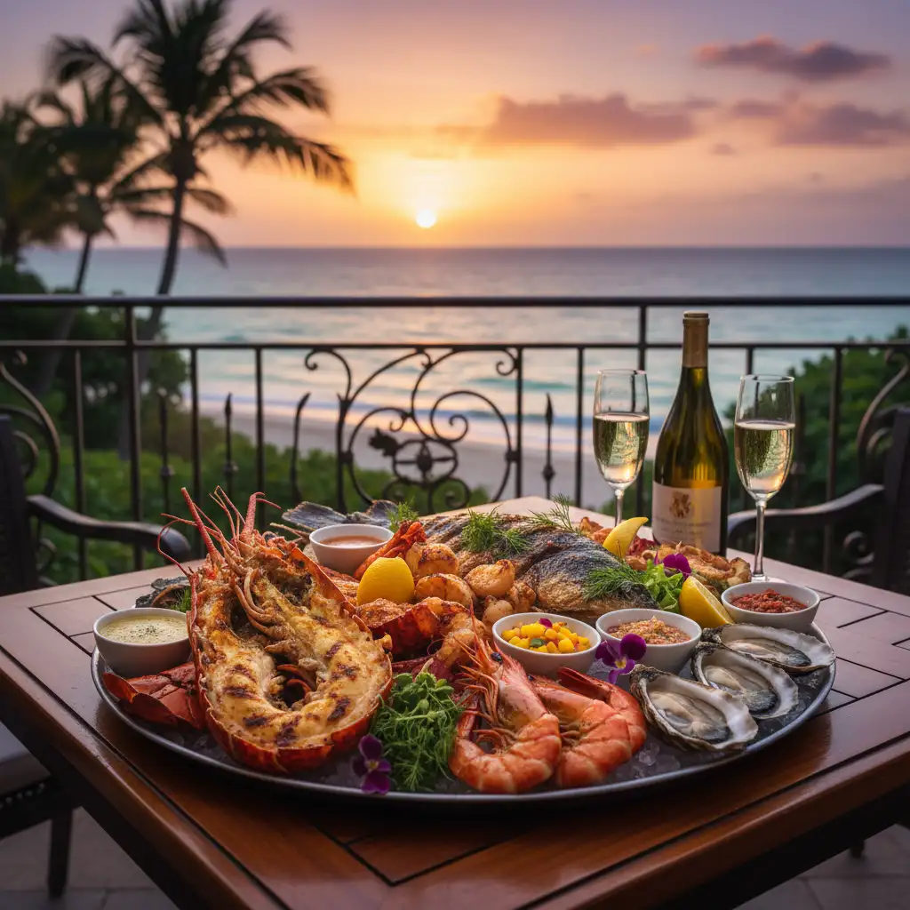 Gourmet dining on an overwater bungalow balcony in Vanuatu