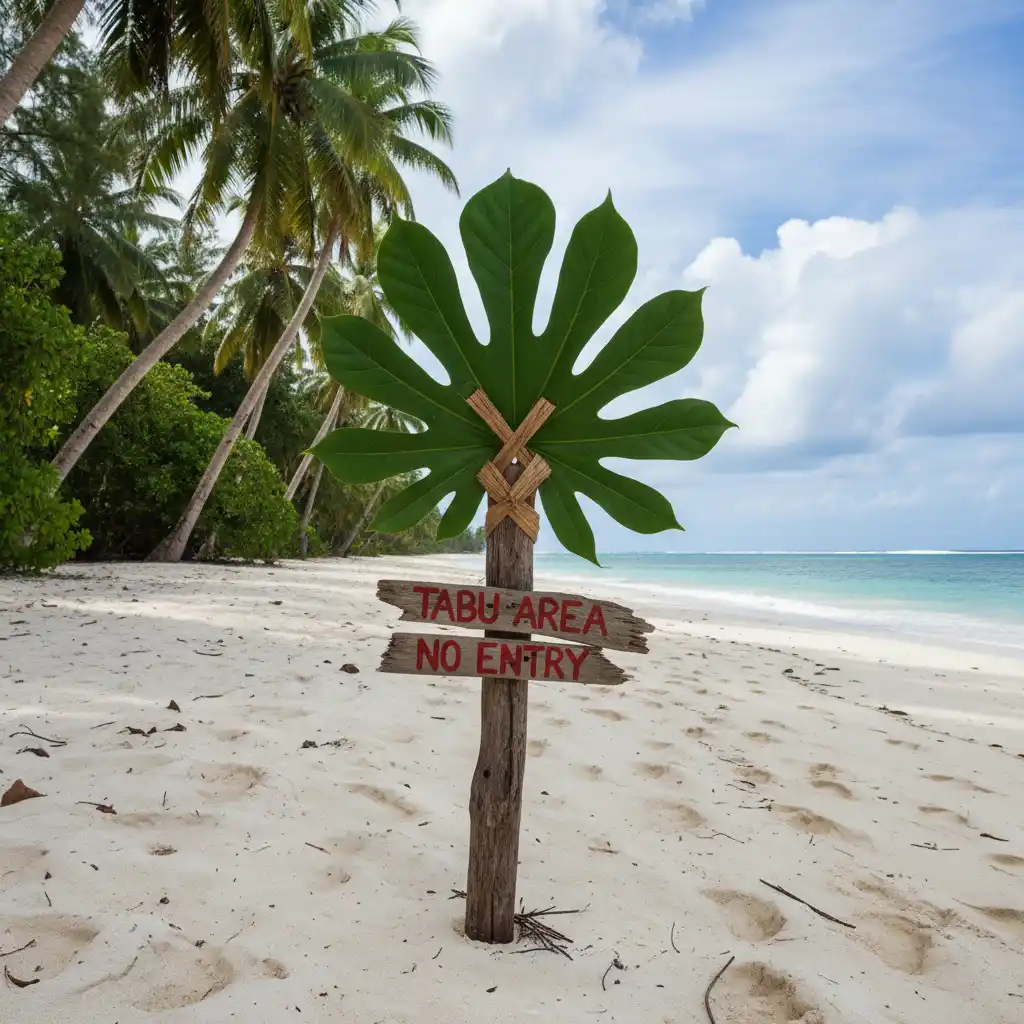Namele leaf marking a Tabu conservation area