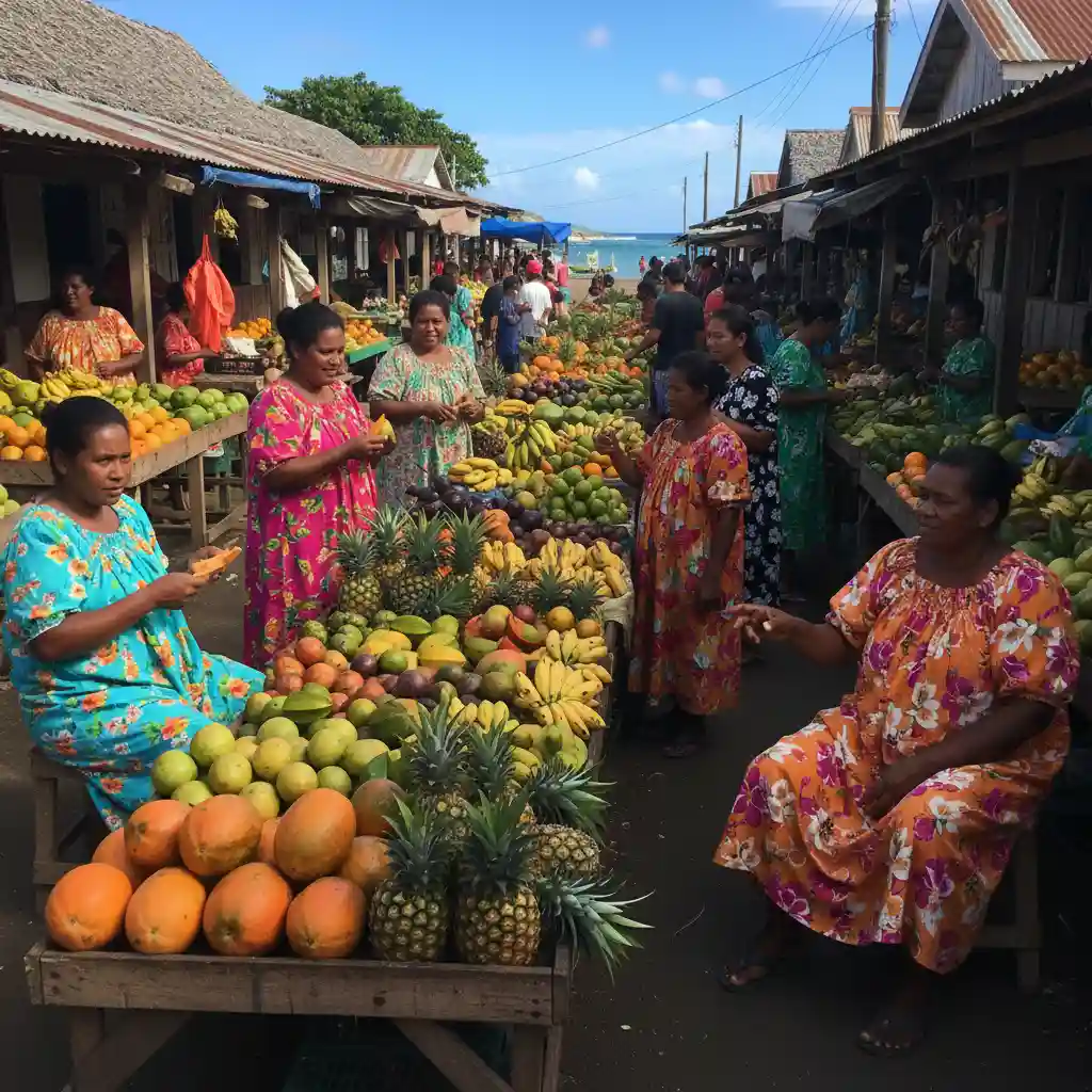 Luganville Central Market fruit stalls and local culture