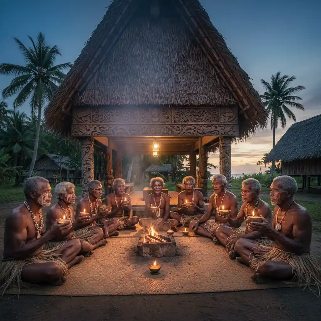 Traditional kava ceremony in a Vanuatu nakamal