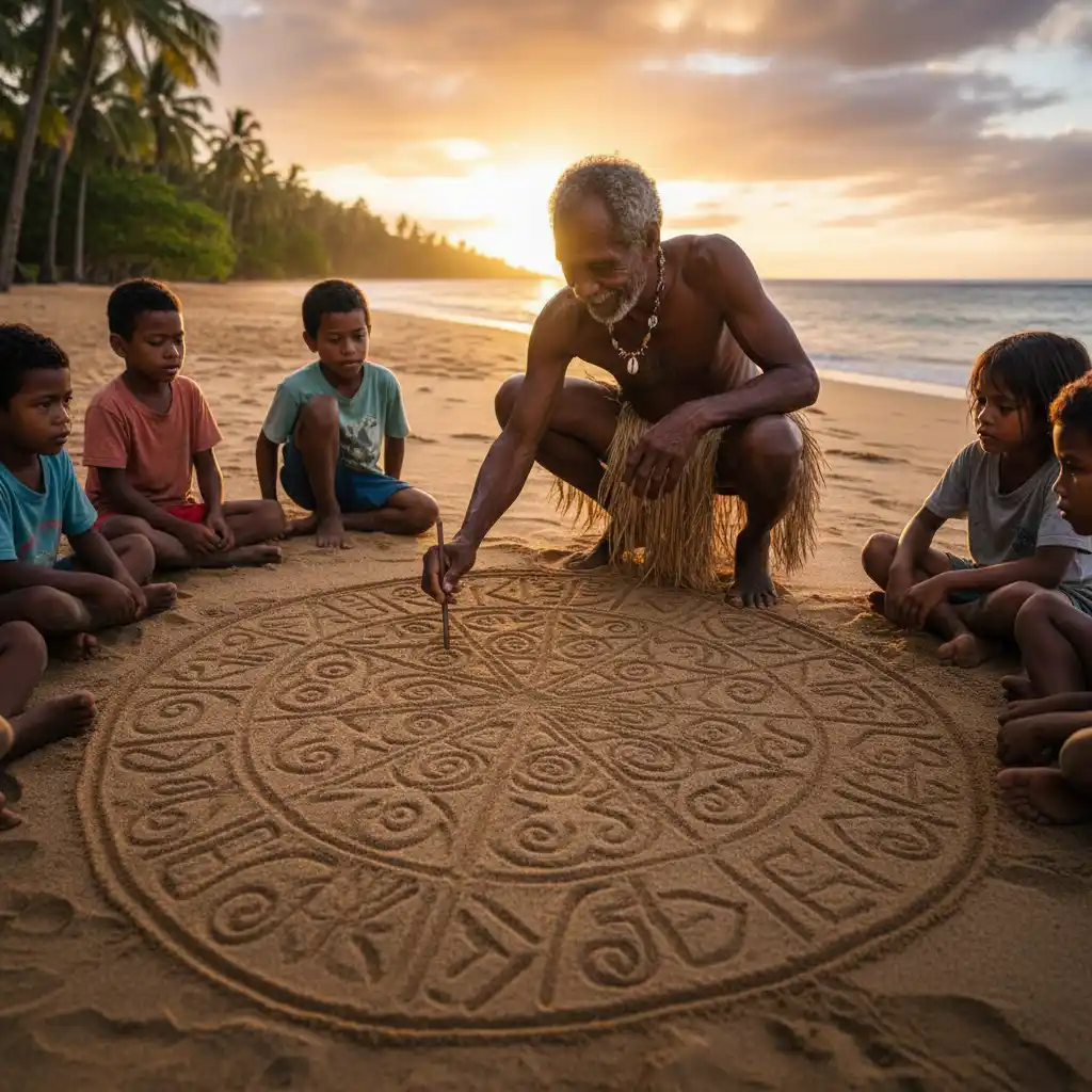 Traditional Vanuatu Sand Drawing (Sandroing)