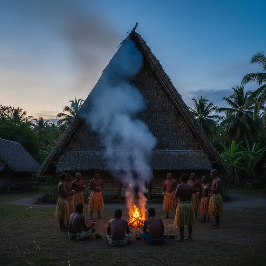 Traditional Vanuatu village and Nakamal