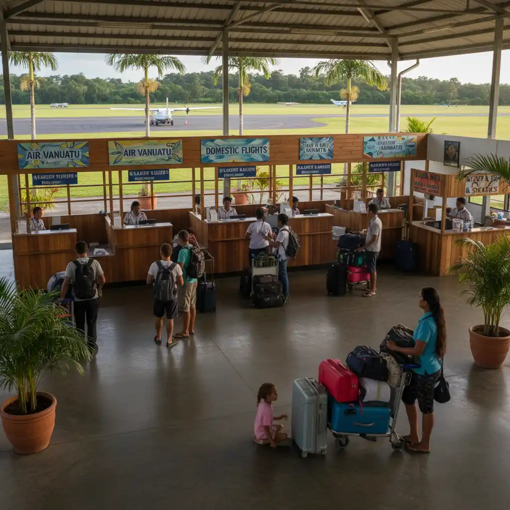 Domestic airport terminal check-in in Port Vila