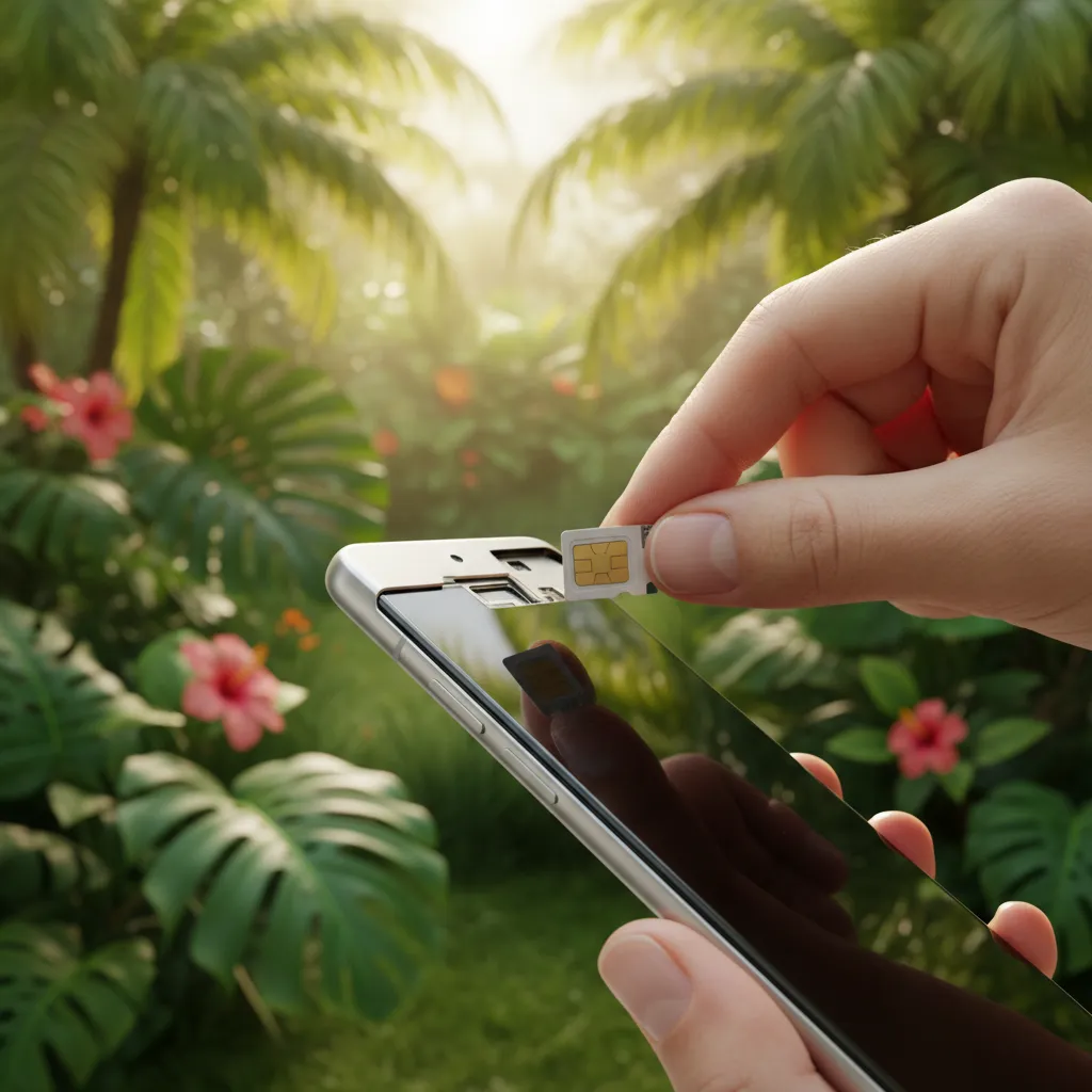 Inserting a local SIM card into a smartphone in Vanuatu