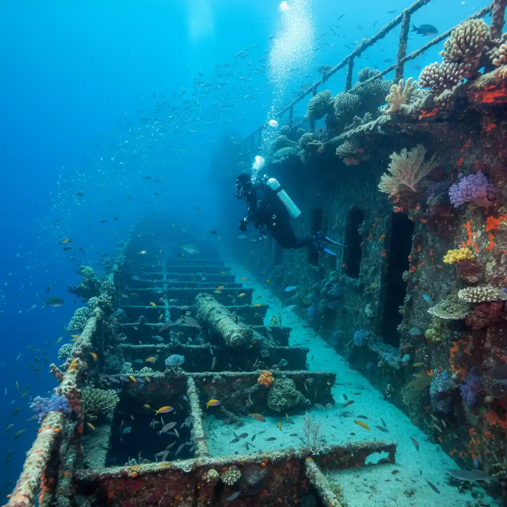 Scuba diving SS President Coolidge wreck