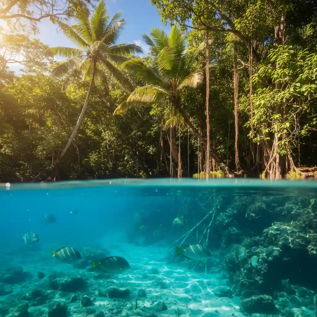 Underwater view of Nanda Blue Hole clarity