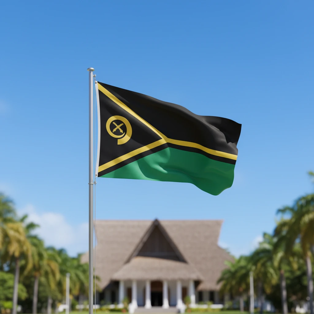 Vanuatu Flag and Government Building