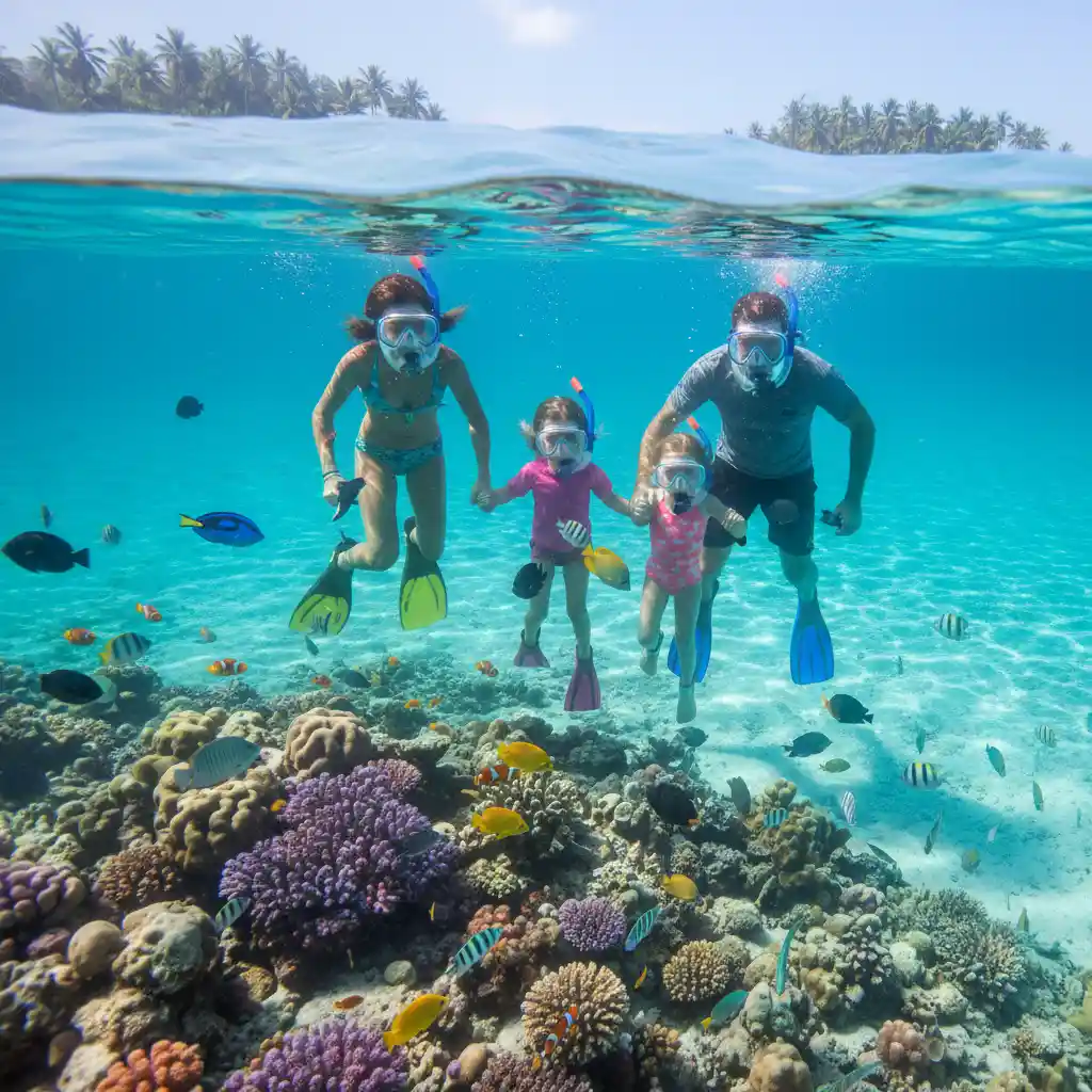 Family snorkeling Vanuatu Hideaway Island