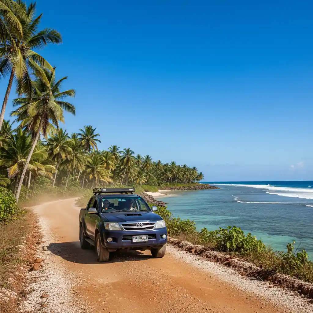 4x4 rental car on Vanuatu coastal road