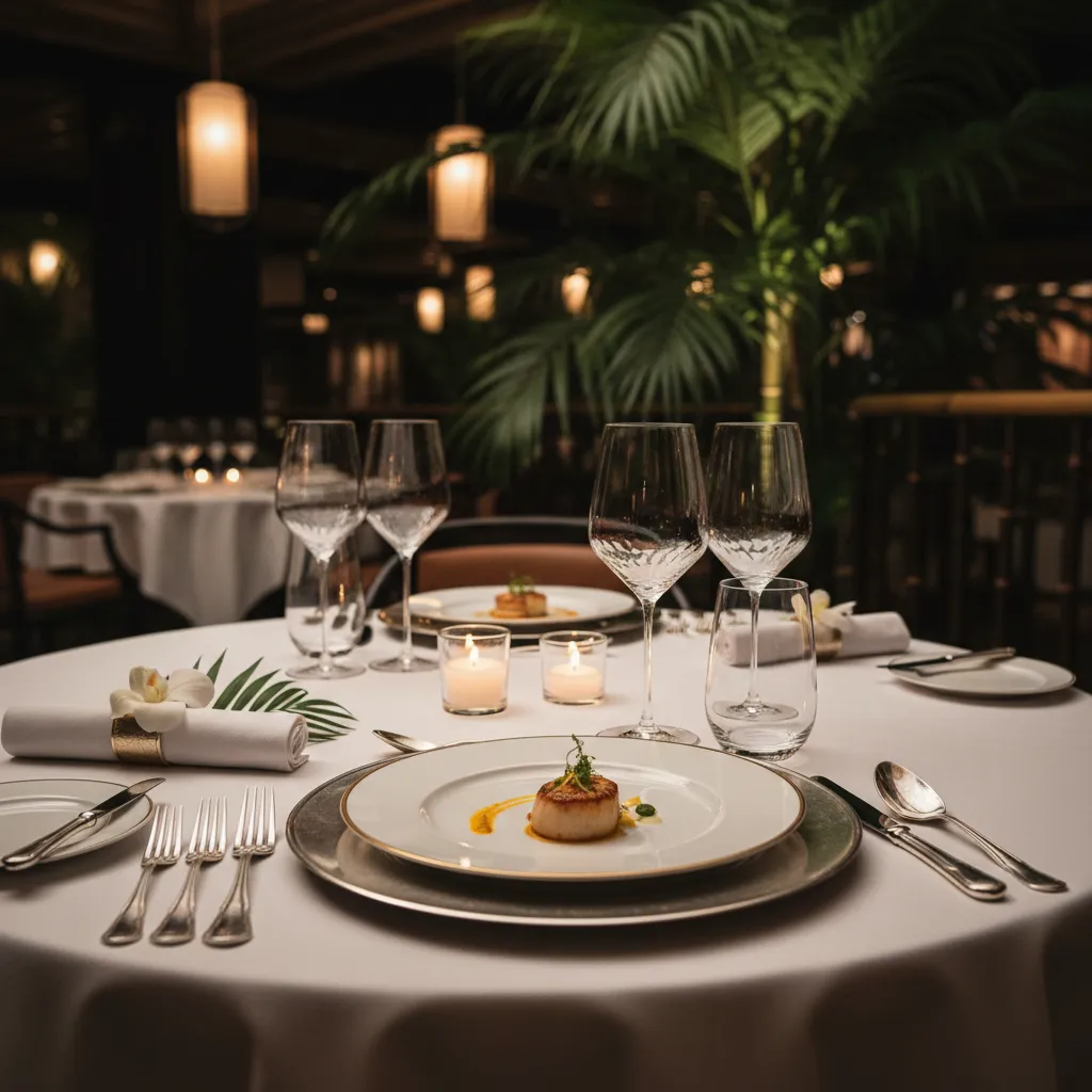 Elegant fine dining setting in a Port Vila restaurant